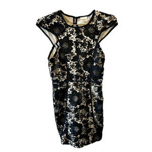 DreamState Floral Lace Dress Black Off-White Size 8 Cap Sleeve Keyhole
